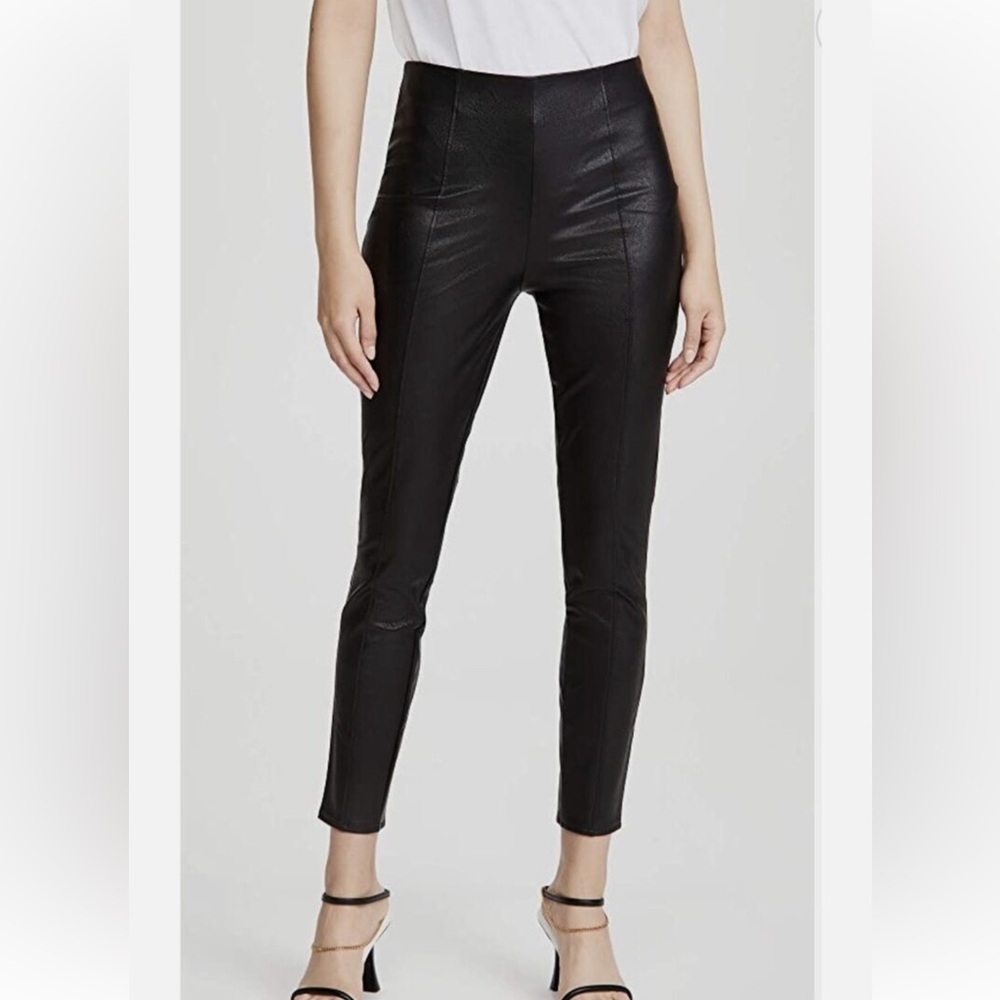 PAIGE Black Faux Vegan Leather Stretch High Rise Kiana Zipper Leggings